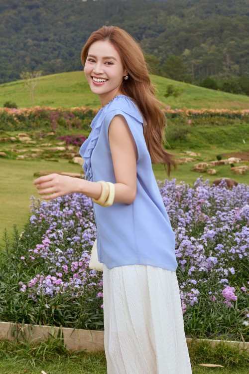Sixdo Light Blue Chiffon Blouse